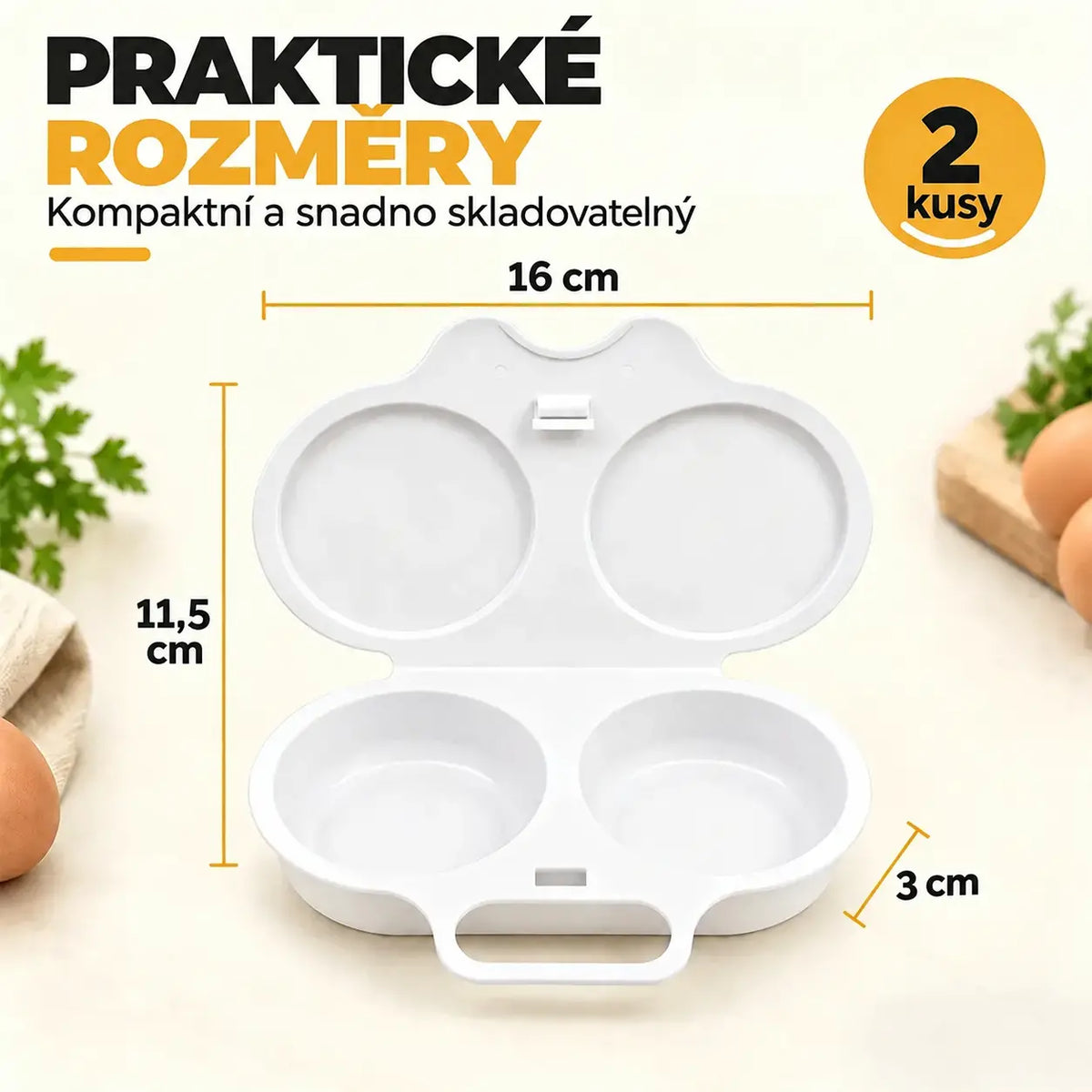 🎁 2 ks za 480 českých korun 💥 Speciální zařízení na vaření vajec v mikrovlnné troubě: design se dvěma komorami, nepřilnavý povrch, snadné čištění. 🏠, koupíte jedno, druhé dostanete zdarma
