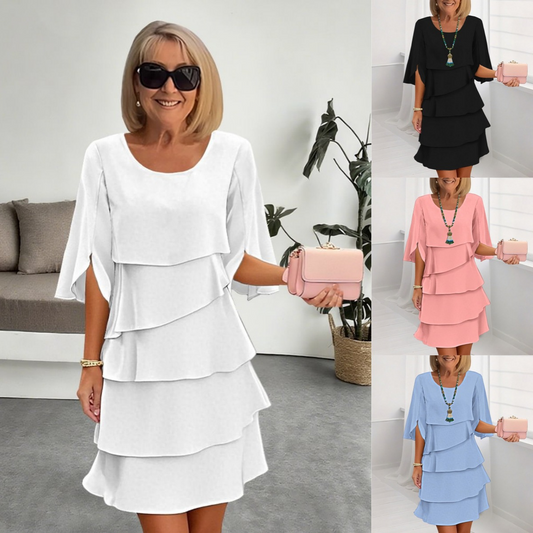 💃【40-100kg】🎁Елегантна многопластова рокля с волани и ръкави - без усилие създайте стилен външен вид, подходящ за всички поводи ✅Плащане при доставка ✅2 артикула със 70% отстъпка