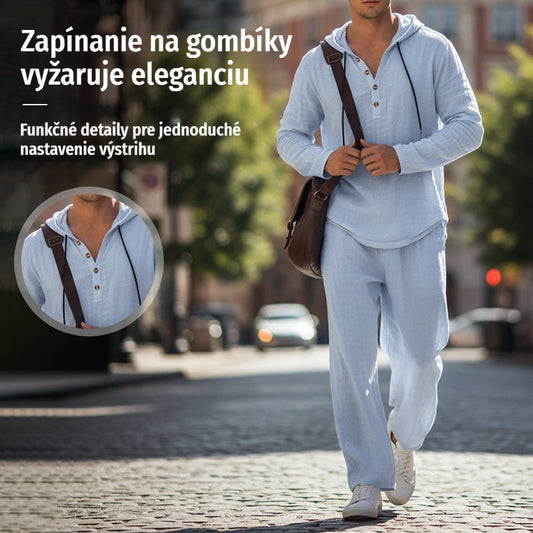 📢📢 50% ZNIŻKI🔥 Dwuczęściowy komplet męski - luźna bluzka i spodnie z kapturem ✅️Płatność przy odbiorze