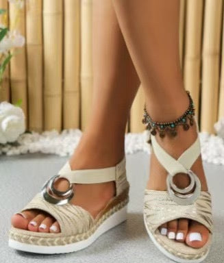 ✨👡【Sleva 50 % 🔥】【36–43】Moderní sandály na vysoké platformě a klínku, ve větších velikostech, nový model s voděodolnou podrážkou ✅️Dobírka