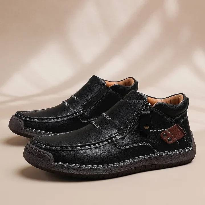 👞【38-48】Pánské řidičské boty, vyrobené z vysoce kvalitní kůže, ručně vyrobené, protiskluzové - široká špička, podpora klenby ✅️Dobírka