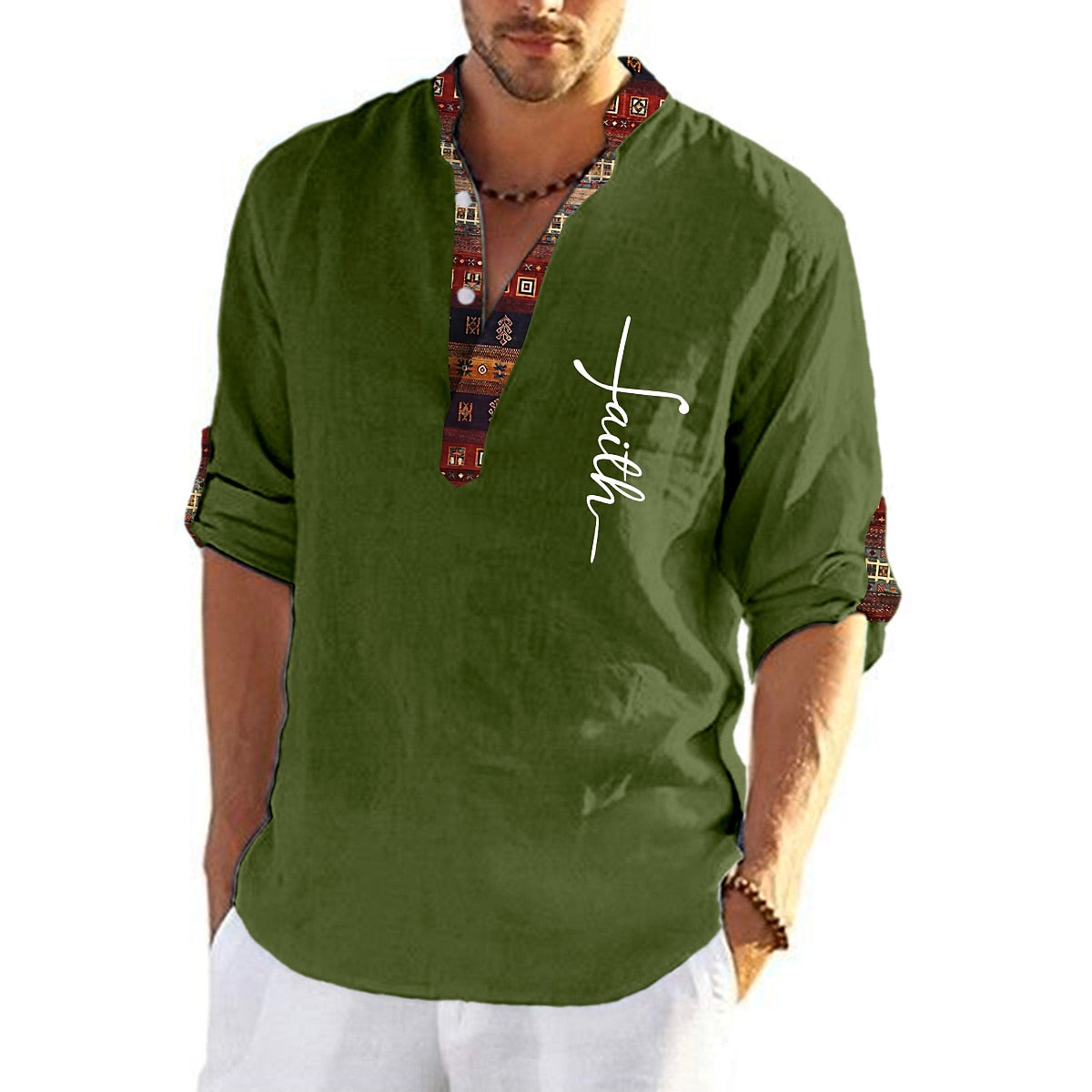 💥👔【47% de descuento🔥】Camiseta de algodón con cuello en V para hombre, tallas grandes ✅Pago contra entrega