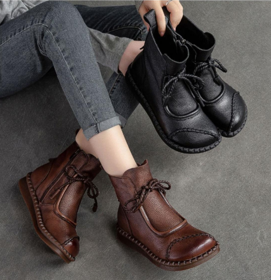 ✨👢Speciální nabídka【35-40】👢 2025 Dámské kotníkové boty Retro z měkké kůže