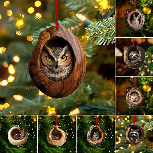 【10 kusů】🎄Vánoční ozdoby na stromeček se zvířátky, závěsné ozdoby na auto se zvířátky
