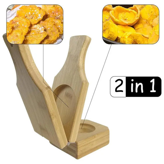 🍌 Dřevěný lis 2 v 1 pro tostones a banány