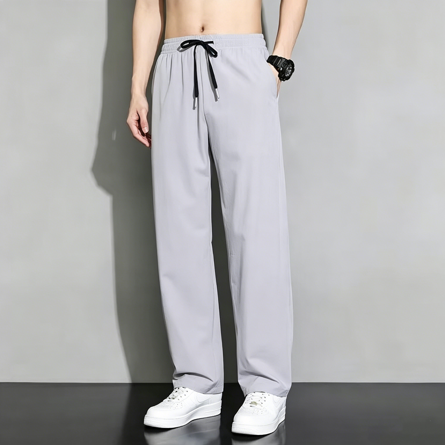 👖50% отстъпка✨【50-120kg】Мъжки летни ежедневни панталони от ледена коприна, прави, свободни и широки спортни панталони ✅️Плащане при доставка ✅️2 артикула със 70% отстъпка