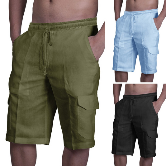 👖⛵ 50% zniżki 🔥【50–100 kg】Męskie lniane spodenki cargo ze ściągaczami i wieloma kieszeniami ✅️Płatność przy odbiorze ✅️2 artykuły ze zniżką 70%