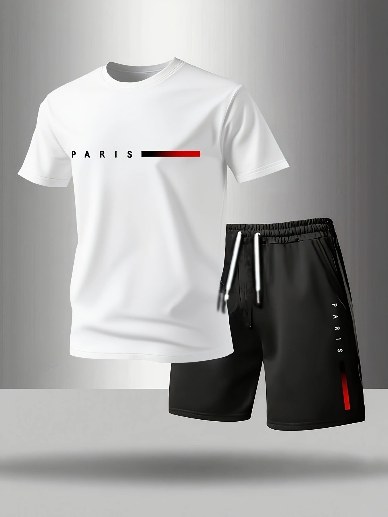 🔥👌【Pago contra entrega✅】Conjunto deportivo de verano de dos piezas para hombre: camiseta de manga corta y pantalones cortos cómodos, ideales para el uso diario y para estar en casa de forma informal.