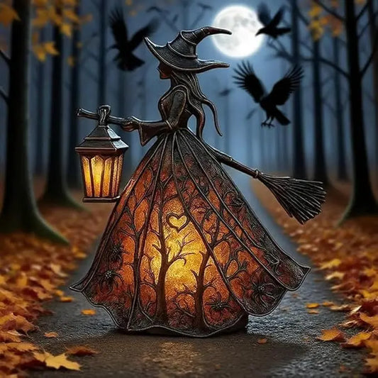 🧙♀️ Čarodějnická lampa – děsivá gotická lucernová dekorace, unikátní stolní lampa jako ozdoba, noční světlo s nožičkami, vhodné do domácnosti, na verandu, do kanceláře i na výzdobu oslav.