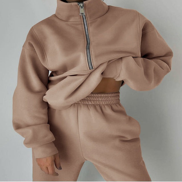 ✨Dobírka ✅【S-5XL】Dámská dvoudílná sada zesílené mikiny a tepláků, ležérní sportovní oblečení