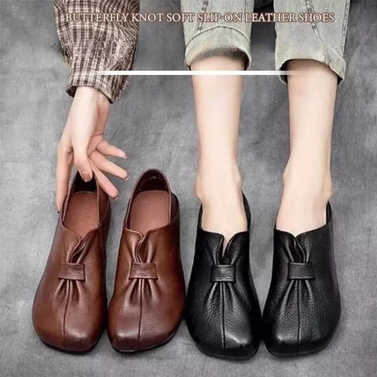 👡50% отстъпка🔥【35-42】Обувки с мека подметка и панделка, висококачествена телешка кожа, семпли и изящни ✅️Плащане при доставка