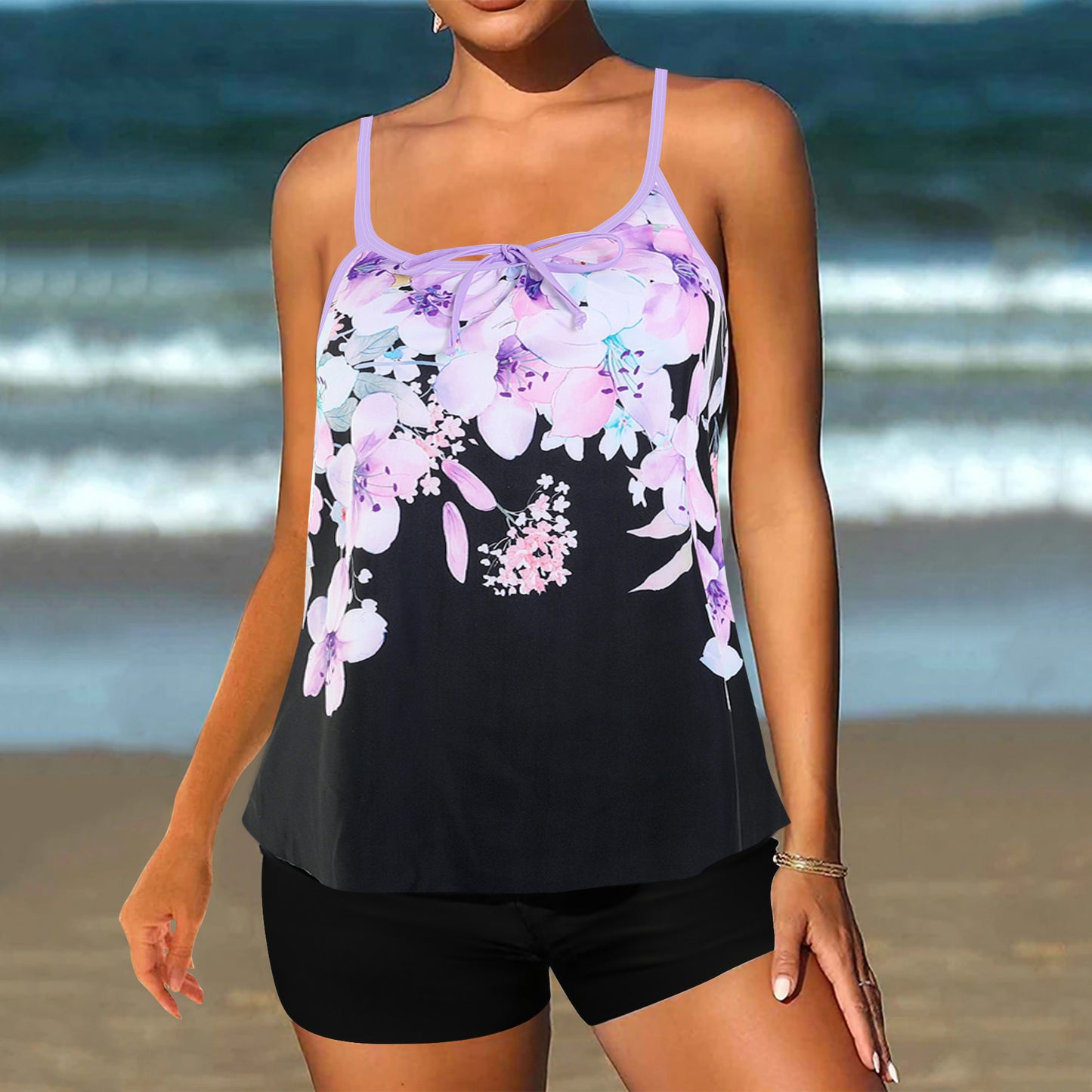 👙 50% de descuento✨【40-120 kg】Nuevo traje de baño de dos piezas estampado de talle alto para mujer✅Pago contra entrega ✅2 artículos con un 70% de descuento