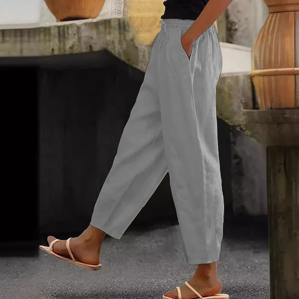 😍💕50% zľava💕【40-120kg】Dámske ležérne nohavice z bavlny a ľanu ✅Platba pri doručení
