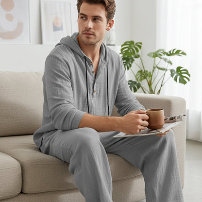📢📢 50% DE DESCUENTO🔥 Conjunto de dos piezas para hombre: blusa holgada y pantalón con capucha ✅️Pago contra entrega