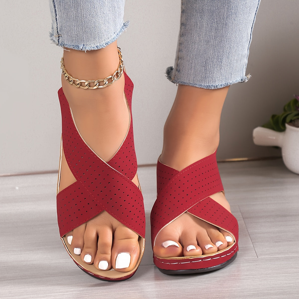 ✨👡 50% отстъпка🔥【35-43】 Дамски сандали с дебели подметки, в големи размери ✅️Плащане при доставка