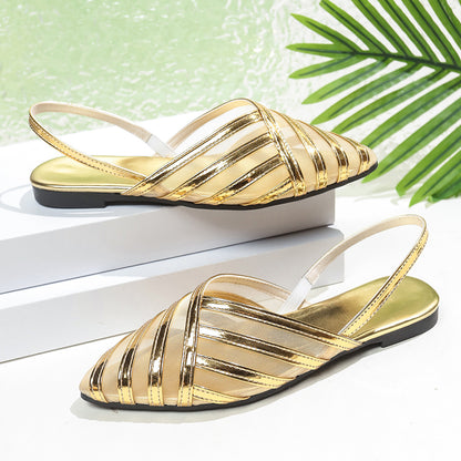 ✨👡50% de descuento✨【36-43】Nuevas sandalias planas de malla colorida con punta puntiaguda y diseño calado para mujer. ✅Pago contra entrega ✅2 artículos con un 70% de descuento.