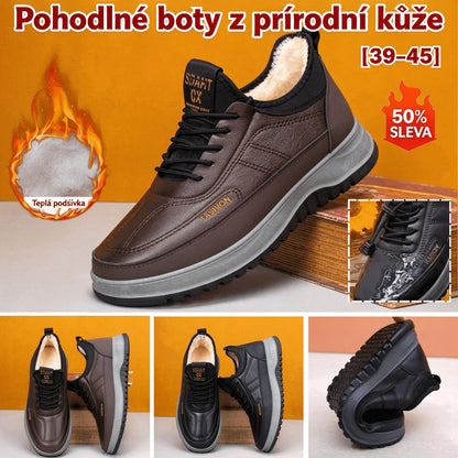 🔥【39-45】Pánská zimní ležérní sportovní obuv 2025, pravá kůže, nepromokavá, měkká podrážka a samet, nová