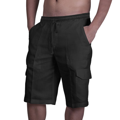 👖⛵ 50% zniżki 🔥【50–100 kg】Męskie lniane spodenki cargo ze ściągaczami i wieloma kieszeniami ✅️Płatność przy odbiorze ✅️2 artykuły ze zniżką 70%