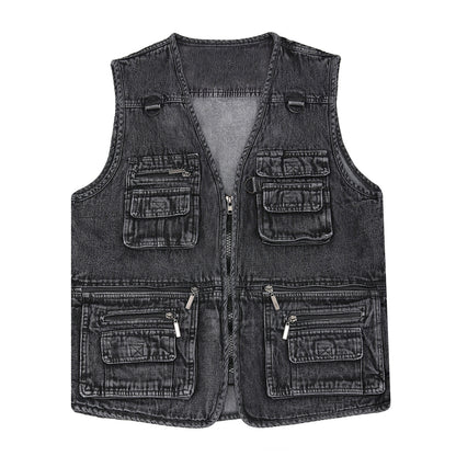 🔥 【Nueva Colección -50%】Chaleco vaquero para hombre con muchos bolsillos 【XL–7XL】 – Duradero, transpirable y cómodo ✅Pago contra entrega ✅2 artículos con un 70% de descuento