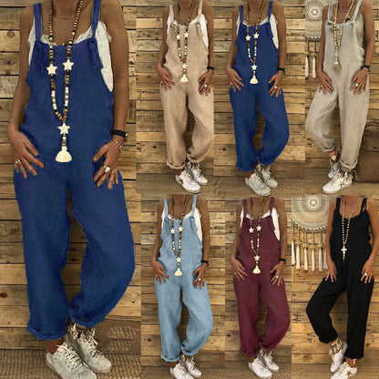 💖👖【40-120kg】2026 нови модни широки големи еднокомпонентни гащеризони с деним панталони ✅️Плащане при доставка