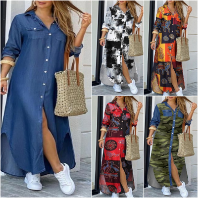 💃💖 50% отстъпка🔥【40-120 кг】Нова рокля-риза с дълъг ръкав, големи размери, модерен стил ✅️Плащане при доставка
