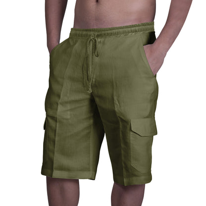 👖⛵ 50% zniżki 🔥【50–100 kg】Męskie lniane spodenki cargo ze ściągaczami i wieloma kieszeniami ✅️Płatność przy odbiorze ✅️2 artykuły ze zniżką 70%