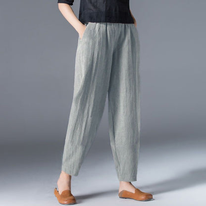 🌿50% de descuento🔥【40-120 kg】Pantalones de mujer de pierna ancha de algodón y lino en tallas grandes ✅️Pago contra entrega