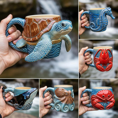 🎁🐟50% отстъпка ☕3D чаша за кафе с океански животни ✅Плащане при доставка ✅2 артикула със 70% отстъпка