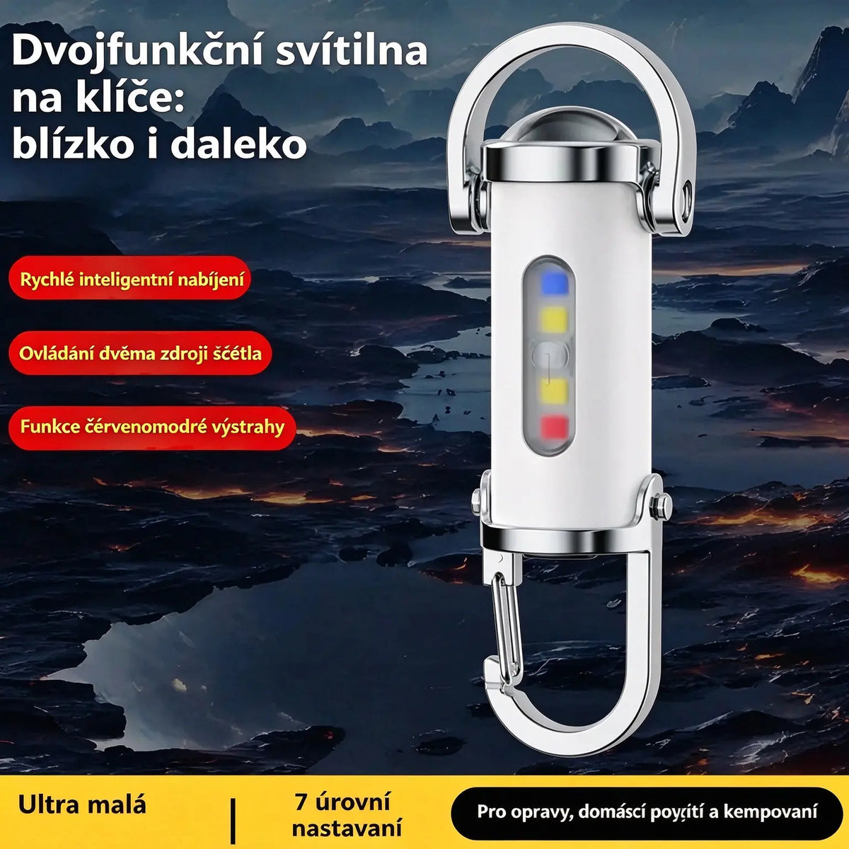 🔥Skvělý výprodej🔥Super jasná voděodolná mini svítilna na klíče s výkonem 1200 lm