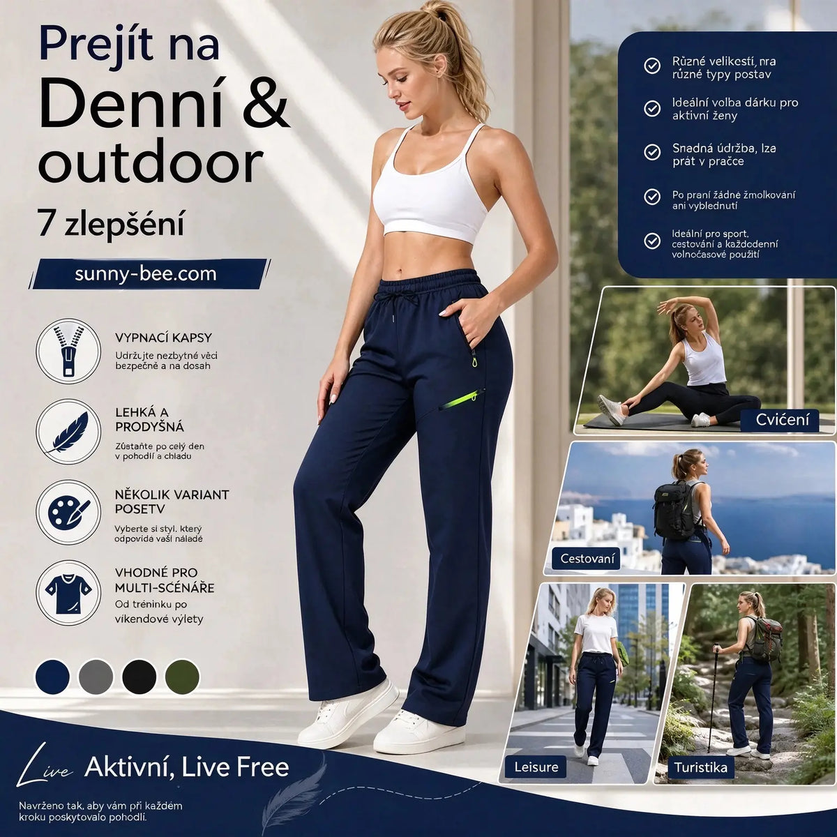 ⏳ Časově omezená nabídka 🔥 Dámské cargo kalhoty rovného střihu — Elastický pas; ideální do práce, na cesty i na každodenní nošení 👖✨