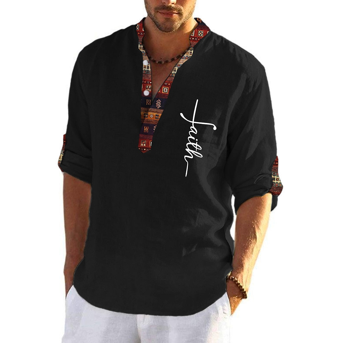 💥👔【47% de descuento🔥】Camiseta de algodón con cuello en V para hombre, tallas grandes ✅Pago contra entrega