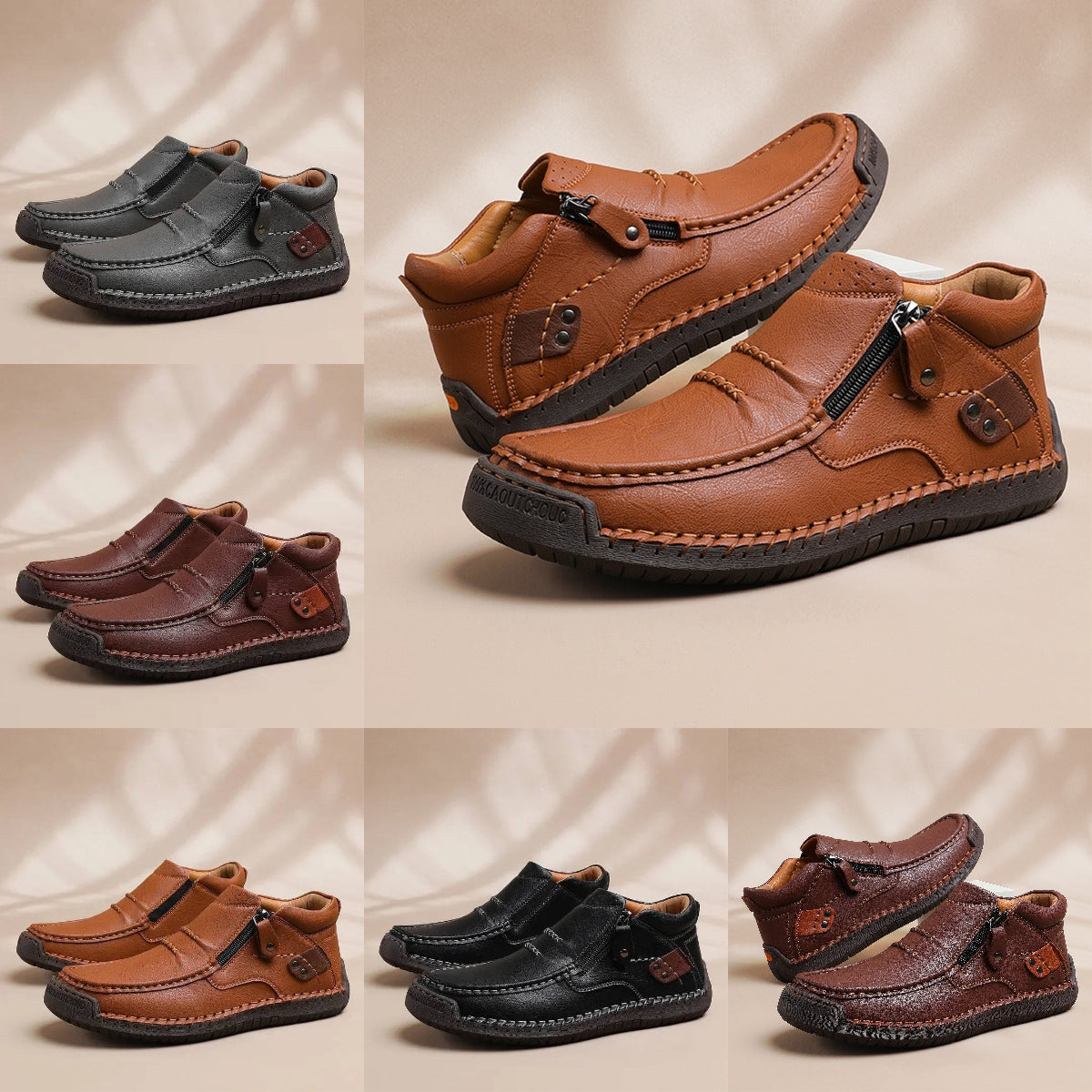 👞【38-48】Pánské řidičské boty, vyrobené z vysoce kvalitní kůže, ručně vyrobené, protiskluzové - široká špička, podpora klenby ✅️Dobírka