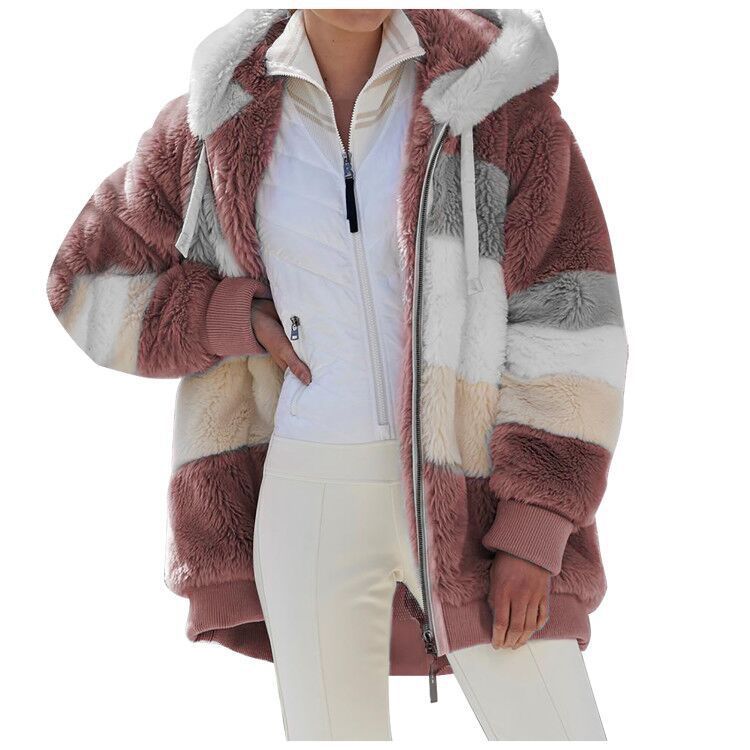 ☃️Ограничена оферта 35%❄️【S-5XL】Ново дамско зимно яке 2025, плътно с плюшени райета