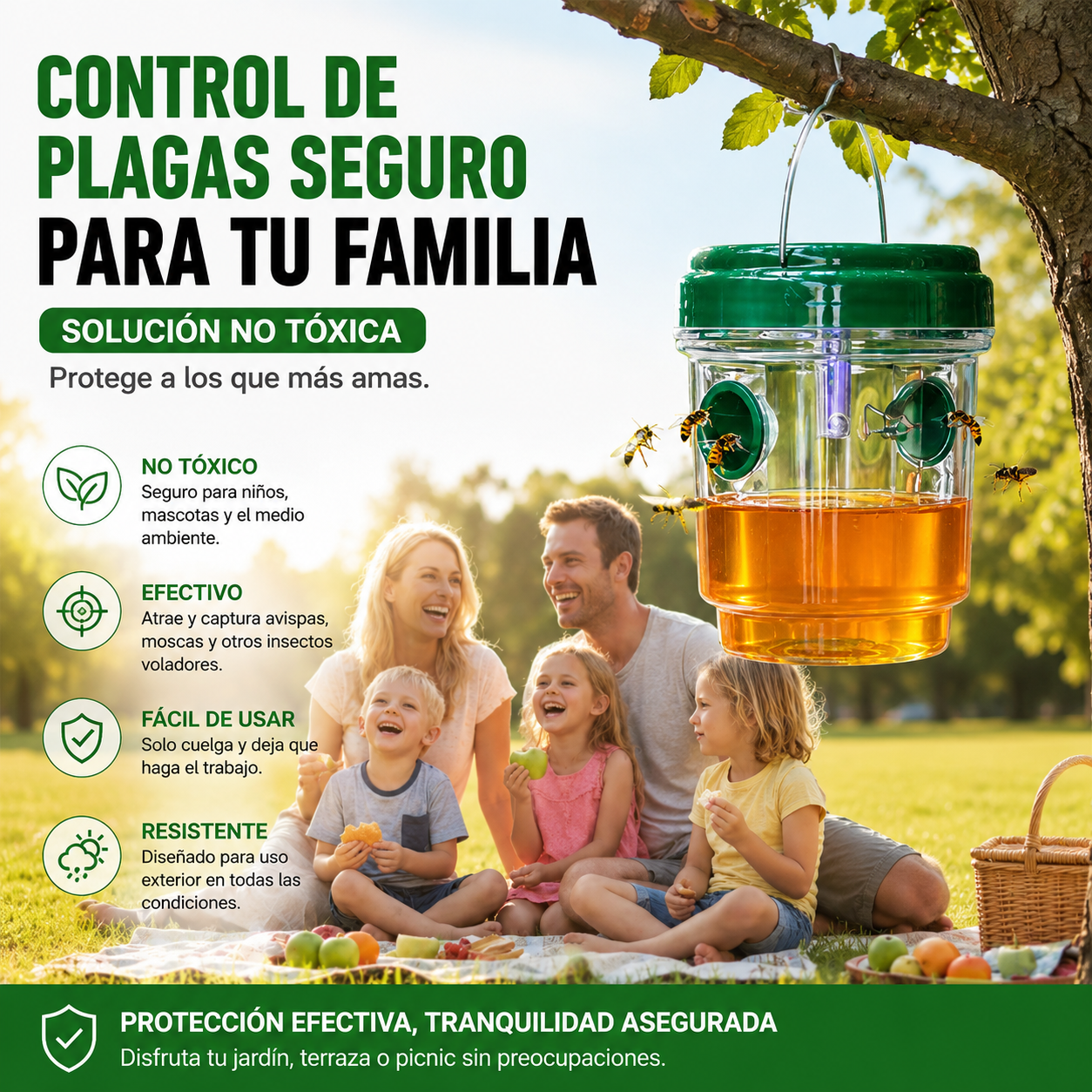 【2 piezas 29 €】🐝☀️ Trampa solar para avispas para patios y jardines 🔋🌿 – Altamente eficiente, recargable, resistente a la intemperie, cubre hasta 500 metros cuadrados.✅️Pago contra entrega