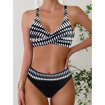 👙Nuevo producto con descuento - 50%🔥【40-120kg】Bikini de dos piezas de talle alto a rayas, tallas grandes ✅Pago contra entrega ✅2 artículos con 70% de descuento