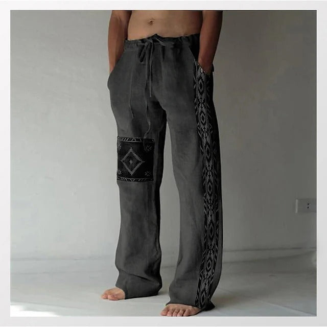 🔥👖【10 цвята✨】【40-130kg】Мъжки широки панталони от памук и лен, големи размери, в ежедневен бохемски стил ✅️Плащане при доставка