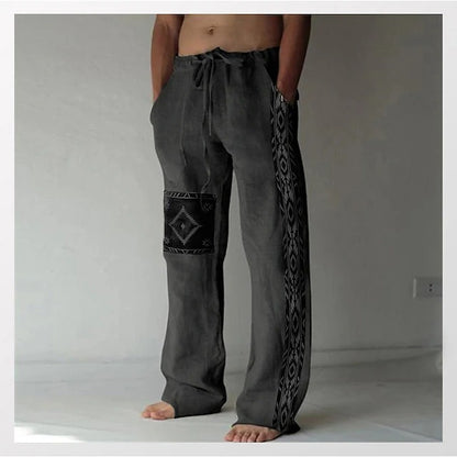 🔥👖【10 цвята✨】【40-130kg】Мъжки широки панталони от памук и лен, големи размери, в ежедневен бохемски стил ✅️Плащане при доставка