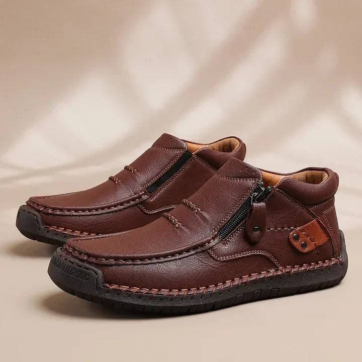 👞【38-48】Pánské řidičské boty, vyrobené z vysoce kvalitní kůže, ručně vyrobené, protiskluzové - široká špička, podpora klenby ✅️Dobírka