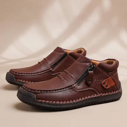 👞【38-48】Pánské řidičské boty, vyrobené z vysoce kvalitní kůže, ručně vyrobené, protiskluzové - široká špička, podpora klenby