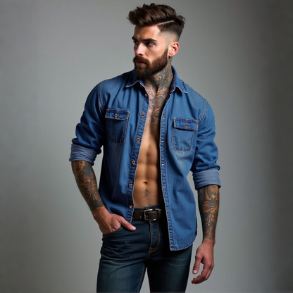 👔50% de descuento🔥【40-120kg】Camisas vaqueras de tallas grandes para hombre ✅Pago contra entrega ✅2 artículos con un 70% de descuento.