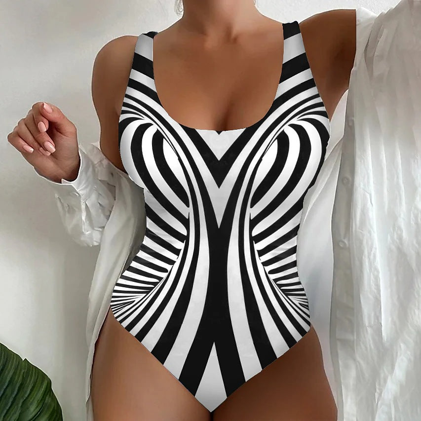 🔥👙🔥【40-120 kg】Seksowny kostium kąpielowy w paski ✅️Płatność przy odbiorze