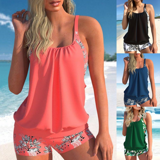 🌊👙 50% отстъпка за лятото🔥【40-120 кг】Бързосъхнещ дамски бански костюм от две части с щампа + боксерки, голям размер ✅️Плащане при доставка ✅️2 артикула със 70% отстъпка