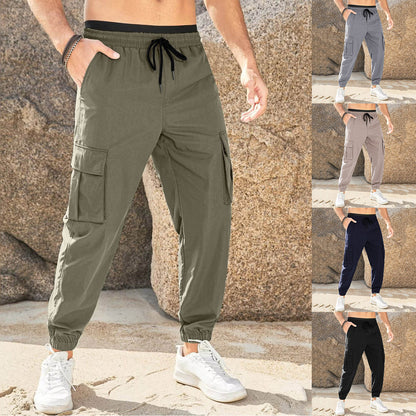 👖 Плащане при доставка✅️【40-100 кг】Мъжки ежедневни работни панталони, устойчиви на износване, в големи размери, с еластична талия и връзки
