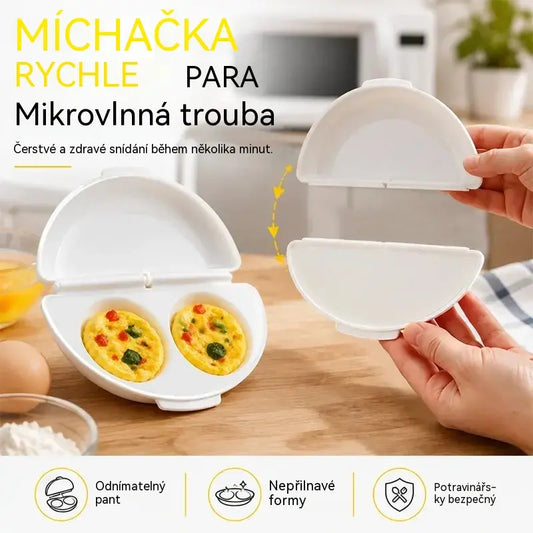 🔥1 ks za 480 českých korun🍳 Dokonalá snídaně hotová za pár minut! Forma na vaječné rolky do mikrovlnné trouby 🥚 | 2 oddíly · nepřilnavý povrch v potravinářské kvalitě · odnímatelné panty pro snadné čištění · rychlá příprava bez oleje