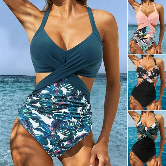 🌺👙 50% отстъпка🔥【40-90 кг】Нов летен едноделен бански за жени, в по-големи размери, с флорален ✅Плащане при доставка ✅2 артикула със 70% отстъпка