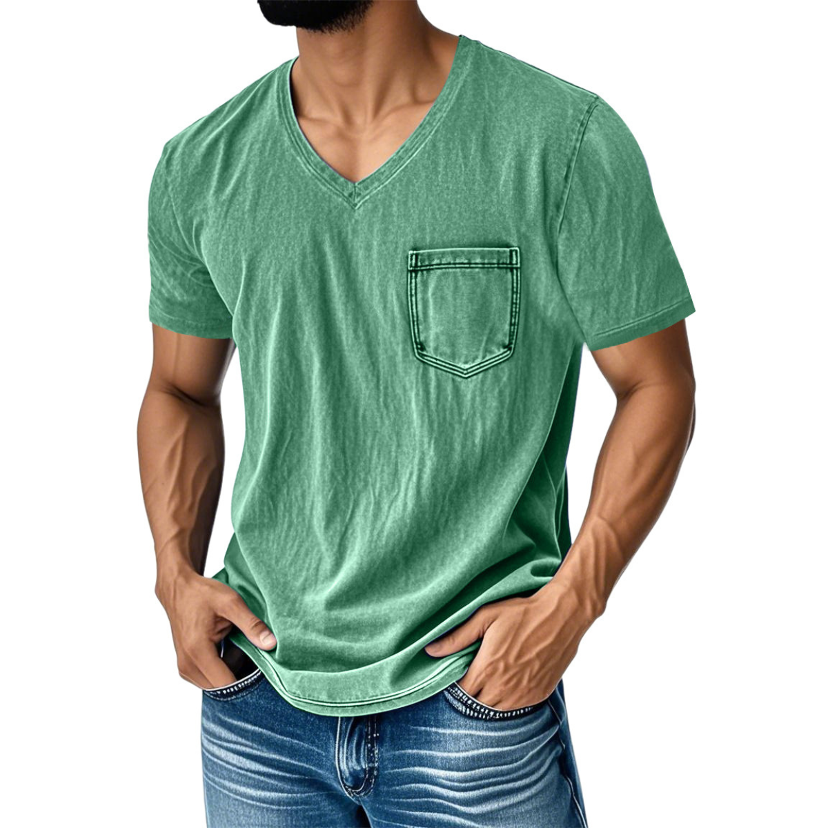 👔 50% popusta🔥【40-120 kg】Ležerna, široka traper majica s V-izrezom i kratkim rukavima za muškarce ✅️Plaćanje pouzećem ✅️2 artikla sa 70% popusta