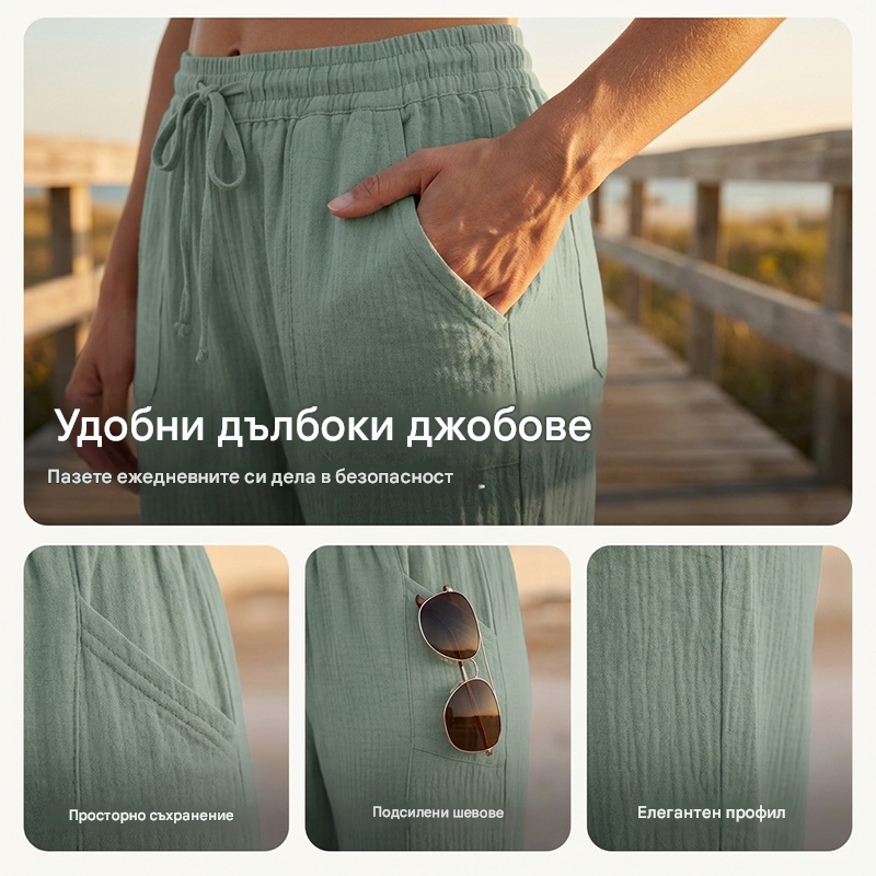 🌸 50% отстъпка🔥【40-100kg】Дамски обикновени плисирани къси панталони от памук и лен ✅Плащане при доставка ✅2 артикула със 70% отстъпка