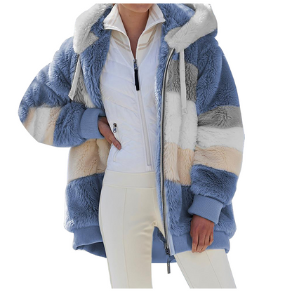 ☃️Ограничена оферта 35%❄️【S-5XL】Ново дамско зимно яке 2025, плътно с плюшени райета