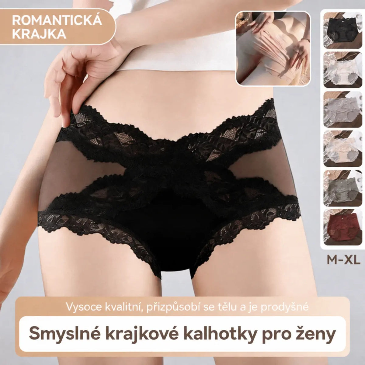 🔥【Akce na novinku: Za polovic!】🍑 Krajkové kalhotky s vysokým pasem, které zvýrazní vaše boky – získejte okamžitě dokonalé pozadí! ✨