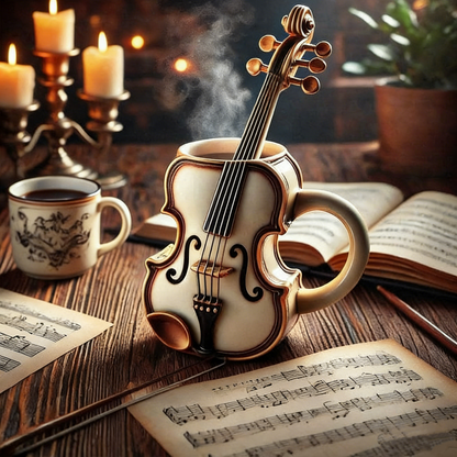 🎻☕️【50% отстъпка 🔥】Творческа музикална инструментална чаша за кафе с форма на декорация за дома от смола за занаяти ✅️Плащане при доставка